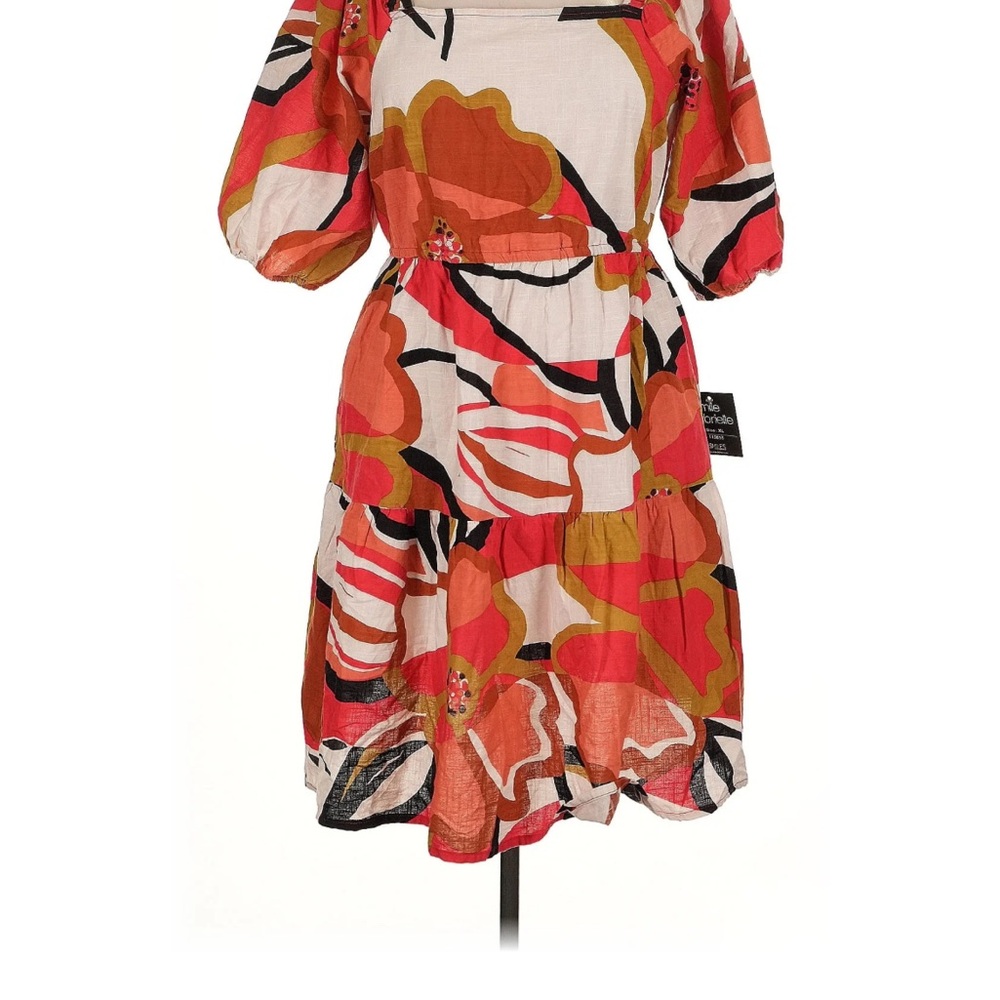 Mlle Gabrielle Red and Orange Floral Midi Dress